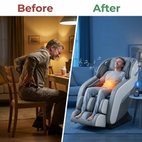 Blue Faux Leather Zero Gravity Recliner 3D Programmable Massage Chair — Before & After