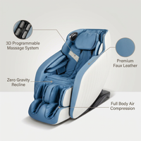 Blue Faux Leather Zero Gravity Recliner 3D Programmable Massage Chair — infographic