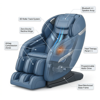 Blue Faux Leather Zero Gravity Recliner 3D Programmable Massage Chair — How It Works