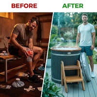 Cold Therapy 1 Person Ice Bath 118 Gallon Cold Plunge 37.5" X 33.25" — Before & After