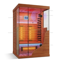 Full Spectrum Infrared Sauna，1-2 Person Home Sauna，Wooden Canadian Hemlock Indoor Spa Sauna with Resonance Speaker, Panoramic Tempered Glass Door — How It Works