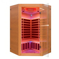 Multifunctional 2-3 Person Infrared Sauna for Home, 2180W Indoor Sauna with 7-Color LED Ambient Light, Red Light Feature, Oxygen Bar, Dual Bluetooth Speakers, 360° Surround Heating — Studio Shot