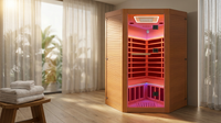 Multifunctional 2-3 Person Infrared Sauna for Home, 2180W Indoor Sauna with 7-Color LED Ambient Light, Red Light Feature, Oxygen Bar, Dual Bluetooth Speakers, 360° Surround Heating — Lifestyle